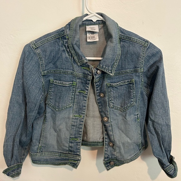 disney studio collection kids jean denim jacket Tinkerbell size M 7/8 - Picture 2 of 4